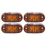 [ALL STAR TRUCK PARTS] Red/Amber 2.5" 2 Diode Oval LED Trailer Truck Clearance Light Side Marker Light 4PCS, Surface Mount Little Boat Marine Led Lights RV Camper Accessories