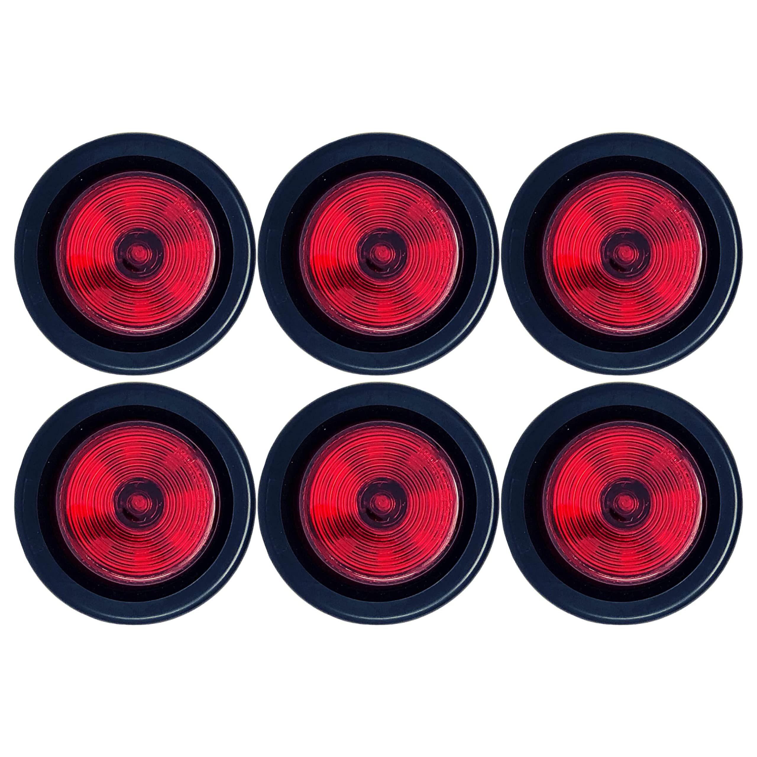 Red/Amber 2" Round Trailer 9 LED Clearance Side Marker Lights [DOT FMVSS 108] [SAE P2] [Reflector Lens] [Grommet+Plug] [Flush-Mount] [Waterproof IP67] Marker Clearance Lights Trailer Truck