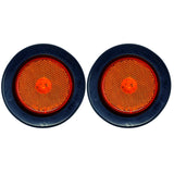 All Star Truck Parts] 2.5" Red/Amber 4 Led Round Side Marker Clearance Lights Grommet Flush Mount, Sealed Truck Trailer with Reflex Lens, IP67 Waterproof- Super Bright DOT SAE P2 FMVSS 180