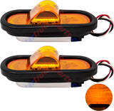 Qty 2 6" Mid Turn Signal Amber Marker Light Rubber Mount 18 LED w/Reflex Lens Universal Waterproof 6 Inch Oval Led Mid-Ship Marker and Turn Signal Semi Truck Trailer Peterbilt Kenworth Light