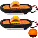 Qty 2 6" Mid Turn Signal Amber Marker Light Rubber Mount 18 LED w/Reflex Lens Universal Waterproof 6 Inch Oval Led Mid-Ship Marker and Turn Signal Semi Truck Trailer Peterbilt Kenworth Light