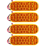 Amber 6" Oval 24 LED Trailer Signal Mid Turn Stop Turn Tail Mid Ship Indicator Light DOT/SAE Certified IP67 Waterproof Headache Rack Backrack Truck Camper RV Flatbed 12V Bright