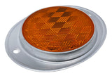 [ALL STAR TRUCK PARTS] Amber/Red 3” Round Reflector with Aluminum Base Screw On 2 Holes for Trucks, Towing, Trailers, RVs and Buses