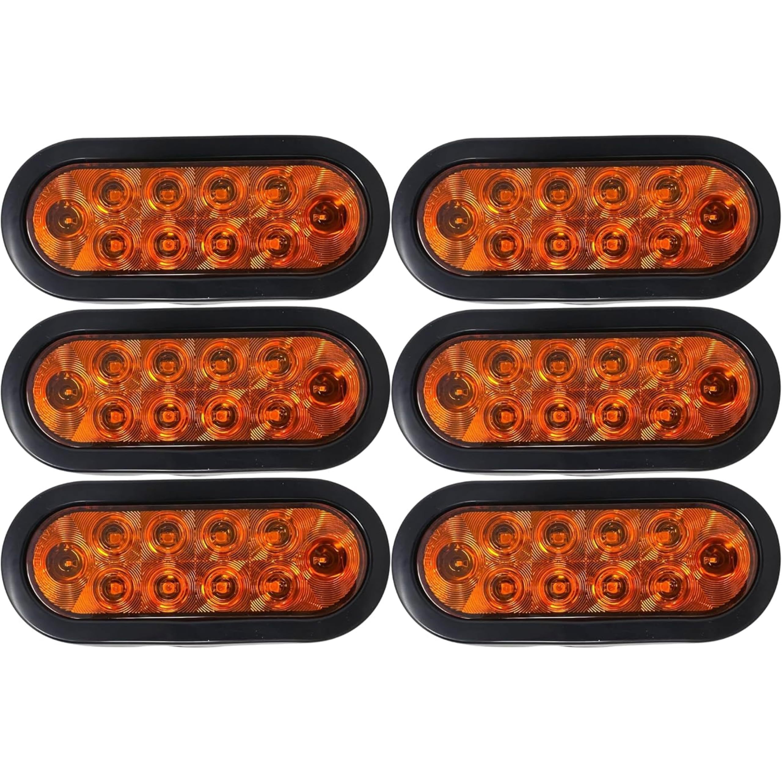 Red/White/Amber 6" Oval 10 LED Trailer Stop Turn Tail Light Kit DOT Certified Grommets Plugs IP67 Waterproof Mid Turn Parking Reverse Back Up Signal Headache Rack Backrack