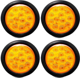 [ALL STAR TRUCK PARTS] 4" Inch White Red Amber 12 LED Round Stop/Turn/Tail/Reverse/Backup/Mid Turn/Signal Trailer Light Kit with 3 wire Pigtail Plug & Grommet