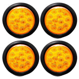 All Star Truck Parts] 4" Inch White Red Amber 12 LED Round Stop/Turn/Tail/Reverse/Backup/Mid Turn/Signal Trailer Light Kit with 3 wire Pigtail Plug & Grommet