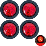 4 PC 2" Round LED Light Side Marker Clearance [7 LEDs] [Rubber Grommet] [IP 67] for Trailers - 2 Red and 2 Amber