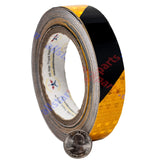 Waterproof Reflective Safety Tape Roll 1"/2" Yellow Black Striped Floor Marking Tape Hazard Caution Warning Tape Auto Truck Self-Adhesive Safety Sticker Strips for Wall Factory Trailer