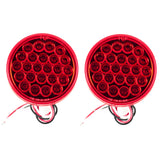 All Star Truck Parts] 4" Inch Red 24 LED Round Stop/Turn/Tail Truck Trailer Lights with 3 wire Pigtail Plug - Qty 2