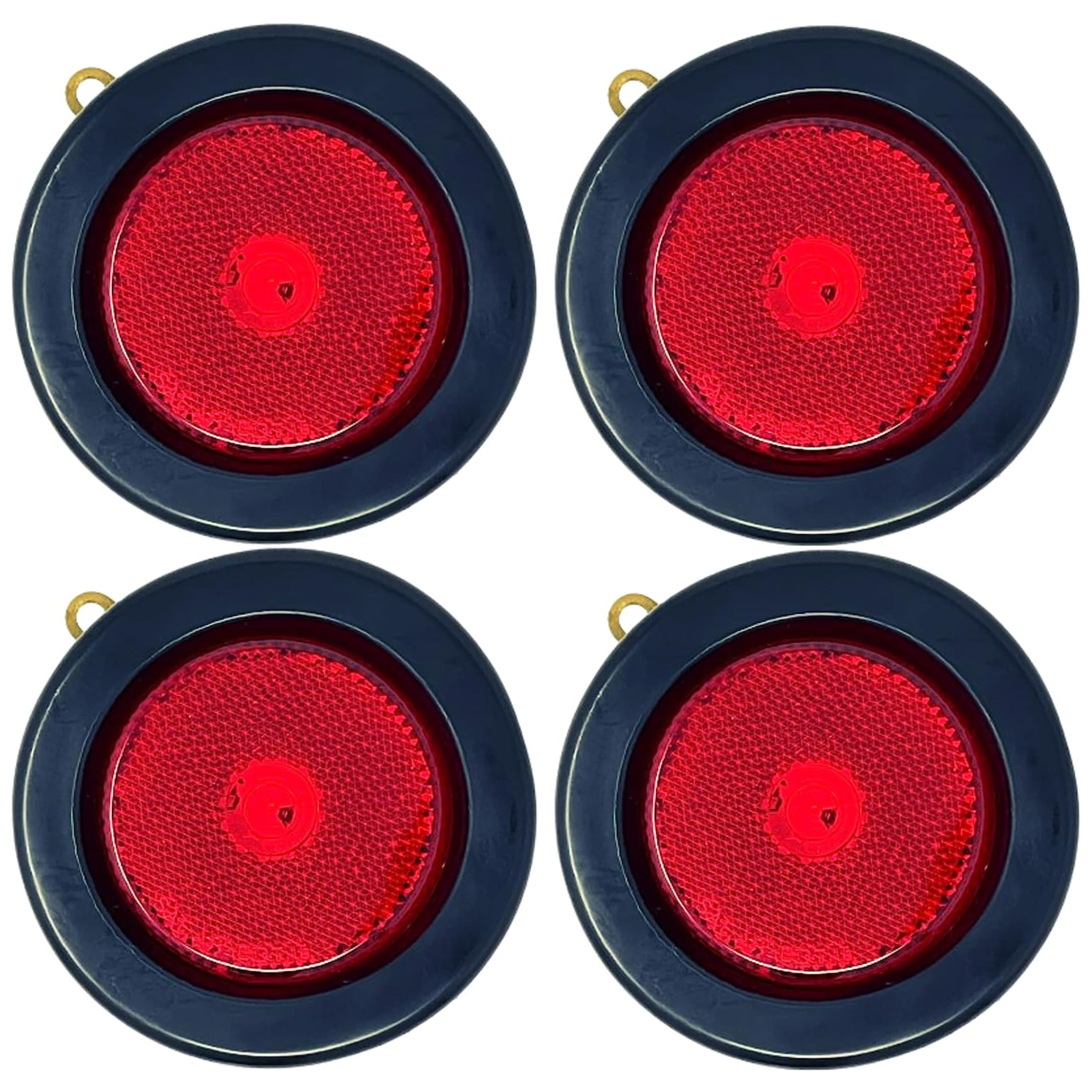 All Star Truck Parts] 2.5" Red/Amber 4 Led Round Side Marker Clearance Lights Grommet Flush Mount, Sealed Truck Trailer with Reflex Lens, IP67 Waterproof- Super Bright DOT SAE P2 FMVSS 180