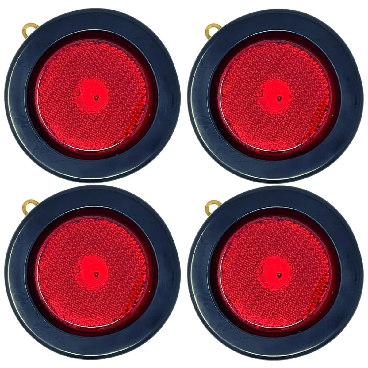 All Star Truck Parts] 2.5" Red/Amber 4 Led Round Side Marker Clearance Lights Grommet Flush Mount, Sealed Truck Trailer with Reflex Lens, IP67 Waterproof- Super Bright DOT SAE P2 FMVSS 180