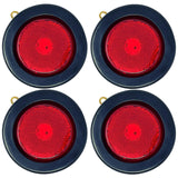 All Star Truck Parts] 2.5" Red/Amber 4 Led Round Side Marker Clearance Lights Grommet Flush Mount, Sealed Truck Trailer with Reflex Lens, IP67 Waterproof- Super Bright DOT SAE P2 FMVSS 180