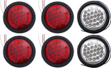 4" Round LED Trailer Tail Light 24 LED Stop Turn Signal Brake Marker Running Lights w/Rubber Grommet for Trucks Trailer RV Boat [IP67 Waterproof] [DOT Certified]