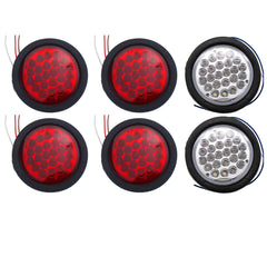 4" Round LED Trailer Tail Light 24 LED Stop Turn Signal Brake Marker Running Lights w/Rubber Grommet for Trucks Trailer RV Boat [IP67 Waterproof] [DOT Certified]