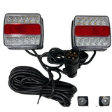 26 LED Magnetic Trailer Light Kit 2PCS LED Trailer Light Universal Running Brake Turn License Light IP68 Waterproof Adsorbed Magnet 24ft Cable 7-pin 5-pin Plug Red Clear Lens