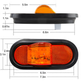 Qty 2 6" Mid Turn Signal Amber Marker Light Rubber Mount 18 LED w/Reflex Lens Universal Waterproof 6 Inch Oval Led Mid-Ship Marker and Turn Signal Semi Truck Trailer Peterbilt Kenworth Light