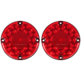 All Star Truck Parts 2Pcs 7" Round White/Amber/Red LED Backup Reverse Stop Turn Tail Lights 17 LED Marker Clearance Running Lights 4 Hole Surface Mount for Transit Vehicles Bus Truck Trailers 12V-30V