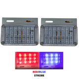 All Star Truck Parts] 5.5" x 3" Rectangle 21 LED Red + Blue Strobe Light Metal Mounting Bracket DOT/SAE Approved Waterproof Anti-Shock Anti-Fog Towing Construction Safety Truck (2 PACK)