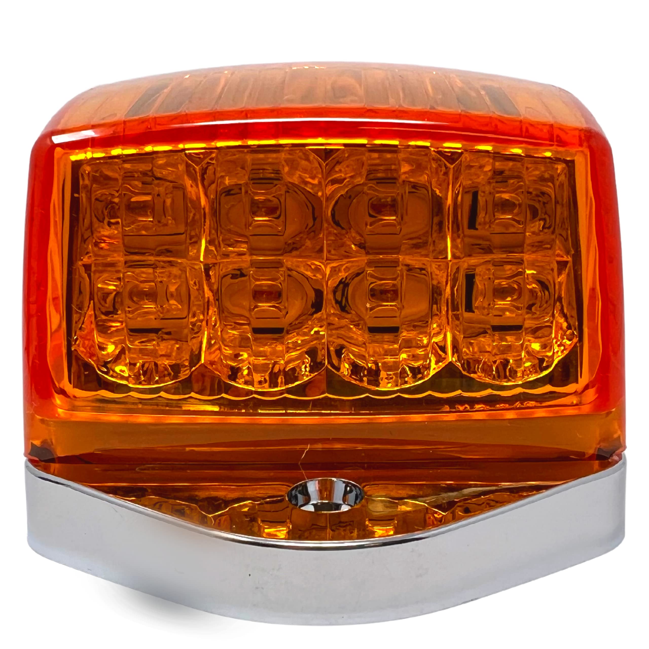 All Star Truck Parts Truck Cab Lights 5PCS Amber Top Roof Running LED Marker Lights Waterproof 17 LED w/Chrome Base Compatible with Peterbilt/Kenworth/Freightliner/Western Star/Mack Trailer 12V