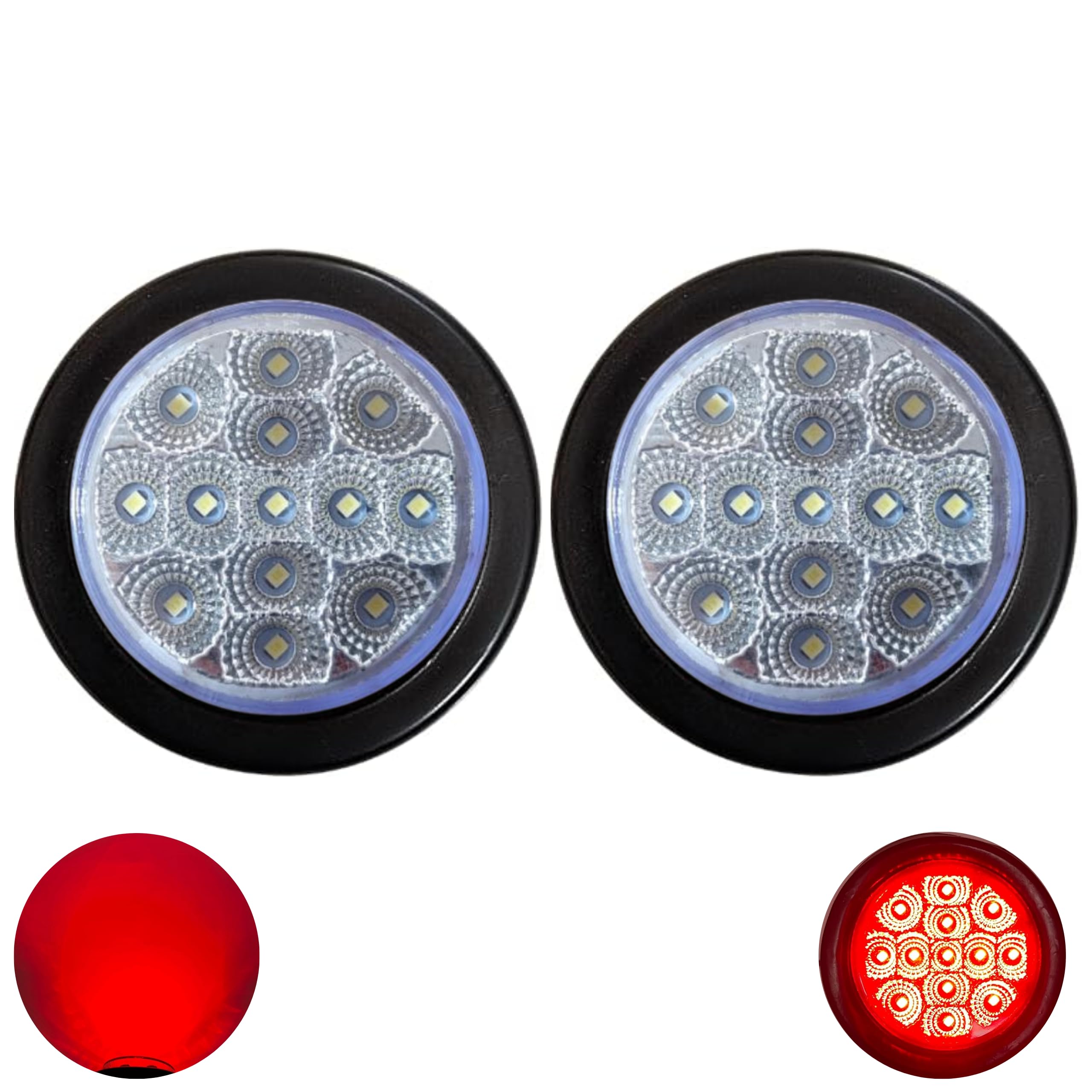 All Star Truck Parts 2.5" Round Red/Amber Led Clearance Side Marker Lights 13 LED Diodes Clear Lens ID Truck Utility Trailer RV UTE UTV Tractor Flush Mount Sleeper Waterproof 12V Sealed