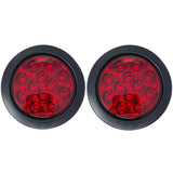 All Star Truck Parts 4" Inch Round 12 LED Red/White Trailer Tail Lights Kit Round Led Stop Turn Tail Back-up Reverse Fog Lights Reflective Lens Grommet 3-Prong Wire Pigtails for Truck Trailer RV 12V