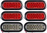 All Star Truck Parts [Red/White/Amber 6" Oval 24 LED Trailer Tail Light Kit [DOT Certified] [with Grommets & Plugs] [IP67 Waterproof] Stop Brake Turn Reverse Back Up Headache Rack Backrack Flatbed RV