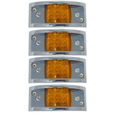 Amber/Red Rectangular 4-4/5" Armored-Style Clearance Side Marker Light Chrome 12LED, Rectangle Led Trailer Clearance Lights, Surface Mount Led Lights