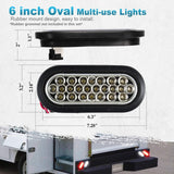 6" Inch White Oval 24 LED Backup Reverse Tail Trailer Light and 3-Wire Trailer Plug - Qty 2. DOT/SAE Approved and Marked, Waterproof, High Intensity LED's