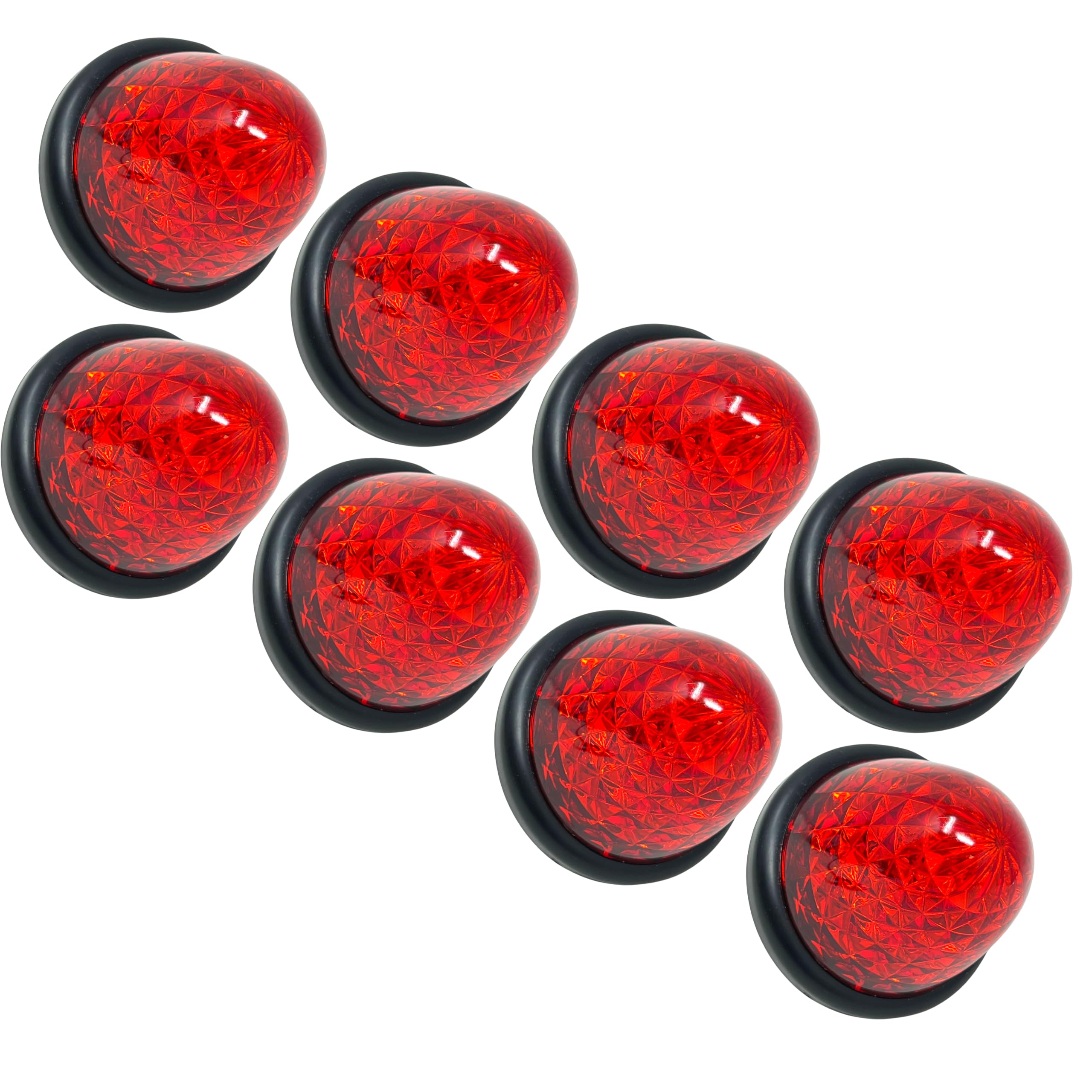 All Star Truck Parts 3.5" Inch Diameter 16 LED Round Beehive Cone Watermelon Trailer Side Marker Lights Red Amber Clear Lens Submersible 12V Rear Lights Peterbilt Trucks ATV Motorcycle