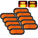 All Star Truck Parts] 6" Inch Amber Oval 24 LED Mid Turn Tail Signal Truck Light w Rubber Grommet+3 wire Pigtail Trailer Plug - DOT/SAE Approved and Marked, Waterproof, Super Bright!