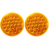 [2x] 4" Round Amber LED Trailer Tail Light 24 LED Stop Turn Signal Brake Marker Running Lights w/ 3 Wire Pigtail Plug Trucks Trailer RV Boat Dump Truck Camper [IP67 Waterproof] [DOT Certified] [12V]