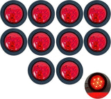 4 PC 2" Round LED Light Side Marker Clearance [7 LEDs] [Rubber Grommet] [IP 67] for Trailers - 2 Red and 2 Amber