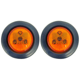 All Star Truck Parts] 2.5" Red/Amber 3 LED Round Side Marker Clearance Lights Grommet Flush Mount, Sealed Truck Trailer with Reflex Lens, IP67 Waterproof- Super Bright DOT SAE P2 FMVSS 180