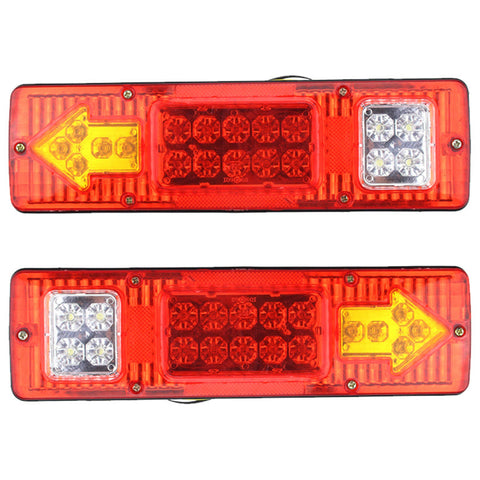 [ALL STAR TRUCK PARTS] 19 LED Red Amber White Integrated Trailer Tail Lights Bar 12V Turn Signal Running Lamp for Trailer UTV UTE RV ATV Box Truck Left and Right (2 Pack)