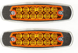 6.2" LED Marker Clearance Light 12 LED Amber/Red Trailer Lights, Surface Mount Sealed 6-1/5" Amber/Red Rectangular Spyder Fish Shape Marker & Clearance Lights with Stainless Steel Rim Bezel 12V