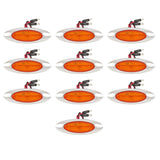 [ALL STAR TRUCK PARTS] 10Pcs 6-5/8" Amber Led Side Marker Lights 6LED Chrome Surface Mount with Bullet Plugs Waterproof Truck Trailer 18 Wheeler Semi Led Cab Panel Marker Lights Lites Sealed