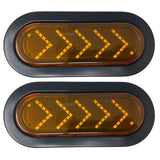 All Star Truck Parts 6 Inch Amber 45 LED Sequential Arrow Pointing Turn Trailer Tail Light Oval Semi Truck Park Signal Lights [IP67] RV DOT Certified Taillight Grommet + Plugs Kit [2 Pack]