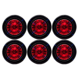 All Star Truck Parts] 2.5" Red/Amber 12 Led Round Side Marker Clearance Lights Grommet Flush Mount, Sealed Truck Trailer with Reflex Lens, IP67 Waterproof- Super Bright DOT SAE P2 FMVSS 180