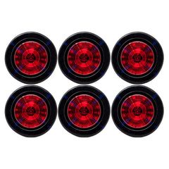 All Star Truck Parts] 2.5" Red/Amber 12 Led Round Side Marker Clearance Lights Grommet Flush Mount, Sealed Truck Trailer with Reflex Lens, IP67 Waterproof- Super Bright DOT SAE P2 FMVSS 180