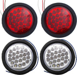 4" Round LED Trailer Tail Light 24 LED Stop Turn Signal Brake Marker Running Lights w/Rubber Grommet for Trucks Trailer RV Boat [IP67 Waterproof] [DOT Certified]