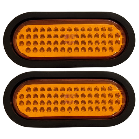 All Star Truck Parts 6" Inch Amber/Red/White Oval 56 LED Stop Turn Tail Turn Signal Reverse Backup Trailer Light Rubber Grommet 3-Wire Trailer Plug. DOT/SAE Approved Waterproof High Intensity LED's