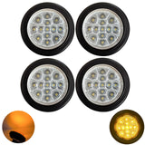 2" Round Amber/Red 13 LED Light Side Marker Clearance Clear Lens Reflector Lens Rubber Grommet + Removable 2 Wire Pigtail Plug IP67 Waterproof Trailers RV's Trucks Off Road 12V