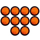 All Star Truck Parts Amber/Red 2.5" Round Amber Led Clearance Side Marker Lights Kit 13 LED Diodes Reflector Grommet Wire Pigtail Truck Utility Trailer RV UTV Tractor Flush Mount Waterproof 12V Sealed