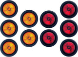 2" Round Trailer 9 LED Clearance Side Marker Lights Amber/Red [DOT FMVSS 108] [SAE P2] [Reflector Lens] [Grommet+Plug] [Flush-Mount] [Waterproof IP67] Marker Clearance Lights Trailer Truck