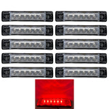 All Star Truck Parts 4"x1" Clear Lens Red Led Thin Slim line Trailer Side Marker Clearance Lights 6 LED Reflex Submersible Sealed 12V Surface Mount for Truck Trailer Boats, Rectangular