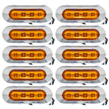 3.7" Oval Bar Style LED Lights Chrome Side/Rear Marker Clearance Truck Trailer Boat CAB RV Amber/Red Lens [4 LEDs] [Chrome Bezel] [IP 67 Submersible Waterproof]