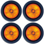 Red/Amber 2" Round Trailer 9 LED Clearance Side Marker Lights [DOT FMVSS 108] [SAE P2] [Reflector Lens] [Grommet+Plug] [Flush-Mount] [Waterproof IP67] Marker Clearance Lights Trailer Truck