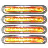 7" Oval Bar Style 9 LED Lights Chrome Side/Rear Marker Clearance Truck Trailer Boat CAB RV Amber/Red Lens [9 LEDs] [Chrome Bezel] [IP 67 Submersible Waterproof]