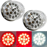 2PCS Dual Revolution Turn Signal Marke to Auxiliary 17 LED Watermelon Lights Clear Lens & Stainless Steel Bezel Marker Lights for Freightliner Kenworth Peterbilt Trailer Heavy Trucks