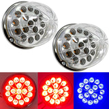 2PCS Dual Revolution Turn Signal Marke to Auxiliary 17 LED Watermelon Lights Clear Lens & Stainless Steel Bezel Marker Lights for Freightliner Kenworth Peterbilt Trailer Heavy Trucks